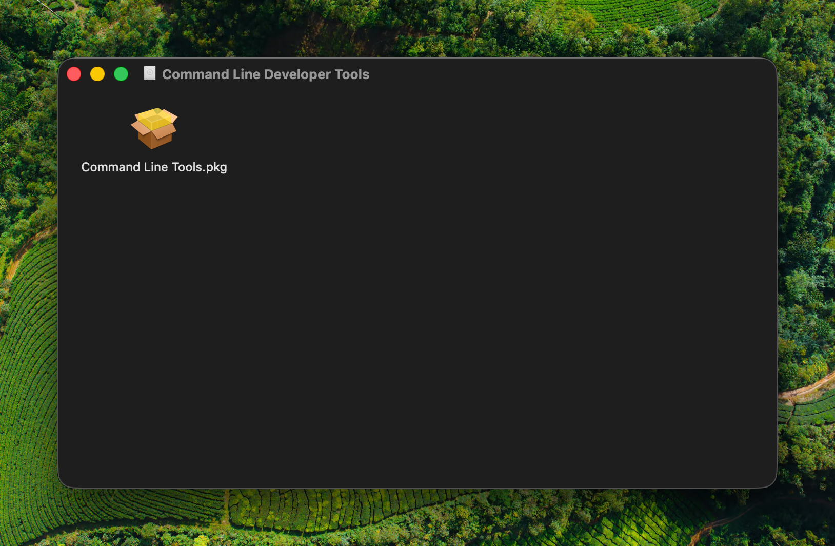 Mounted DMG showing Command Line Tools.pkg installer