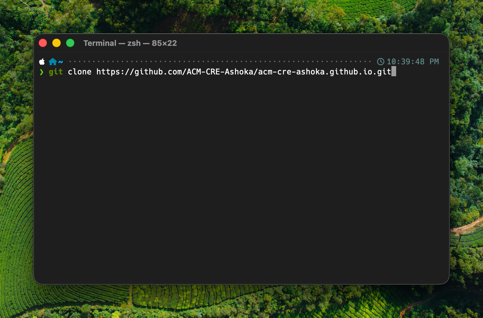 Terminal with a git clone command typed